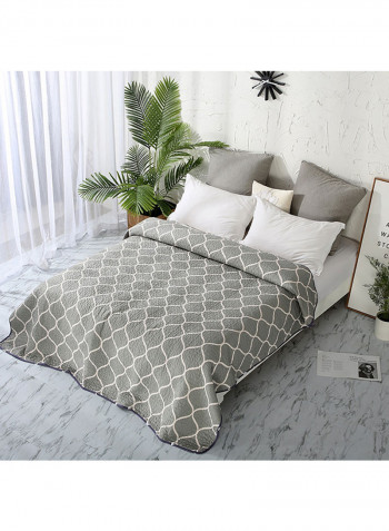 Soft Geometry Printed Bed Blanket Cotton Grey 200x220centimeter