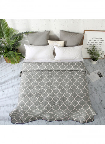 Soft Geometry Printed Bed Blanket Cotton Grey 200x220centimeter