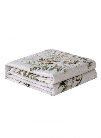 Soft Plant Printed Bed Blanket Cotton Multicolour 200x220centimeter