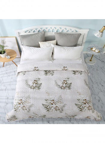 Soft Plant Printed Bed Blanket Cotton Multicolour 200x220centimeter