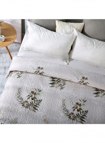 Soft Plant Printed Bed Blanket Cotton Multicolour 200x220centimeter