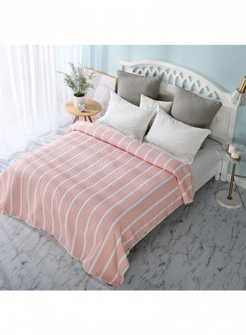 Striped Simple Colorblock Blanket Pink