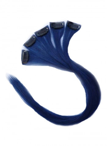 5-Piece Human Hair Clip On Extensions Set Blue