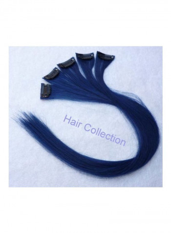 5-Piece Human Hair Clip On Extensions Set Blue