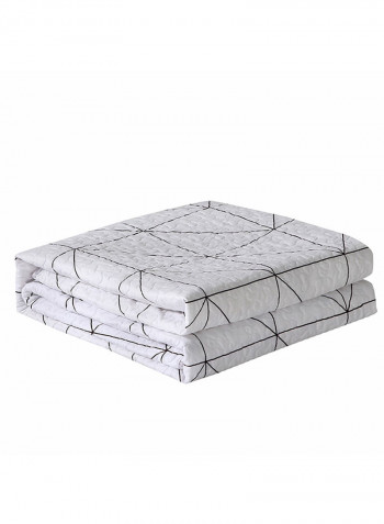 Printed Comfy Blanket Cotton White/Black 200x220centimeter