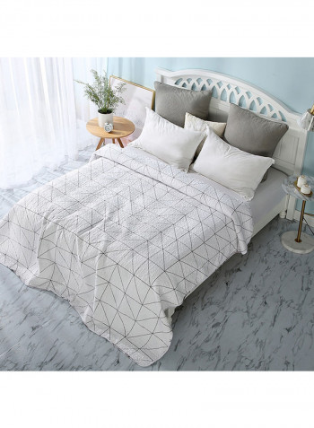 Printed Comfy Blanket Cotton White/Black 200x220centimeter