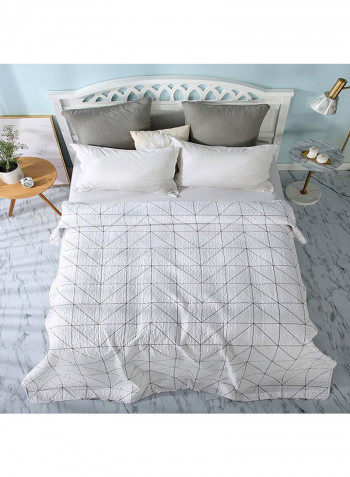 Printed Comfy Blanket Cotton White/Black 200x220centimeter