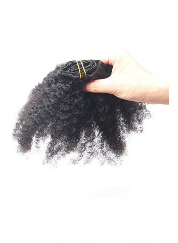 Pack Of 7 Afro Kinky Curly Clip in Human Hair Extension Black 14inch