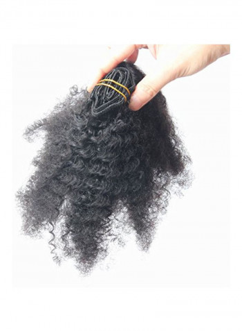 Pack Of 7 Afro Kinky Curly Clip in Human Hair Extension Black 14inch