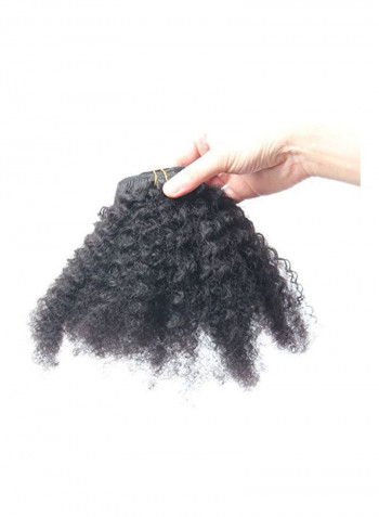 Pack Of 7 Afro Kinky Curly Clip in Human Hair Extension Black 14inch