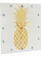 Picturing Glitz Pineapple Printed Wall Clock Grey/Gold 10x10inch