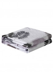 Soft Leaf Printed Bed Blanket Cotton White 200x220centimeter