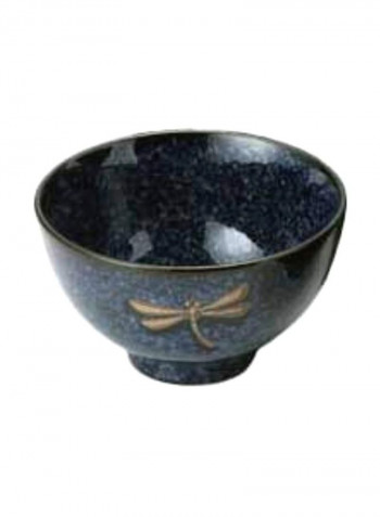 6-Piece Dragonfly Rice Noodle Soup Bowls Blue 4.5x5x3inch