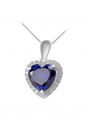 925 Sterling Silver With Sapphire And Topaz Pendant Necklace