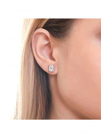 Sterling Silver Rhodium Plated Cubic Zirconia  Solitaire Stud Earrings
