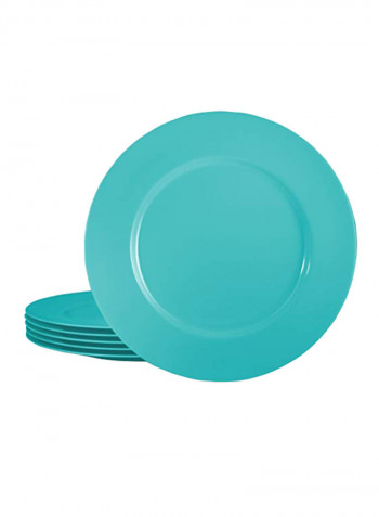 6-Piece Melamine Dinner Plate Teal Blue 7.25inch