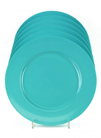 6-Piece Melamine Dinner Plate Teal Blue 7.25inch