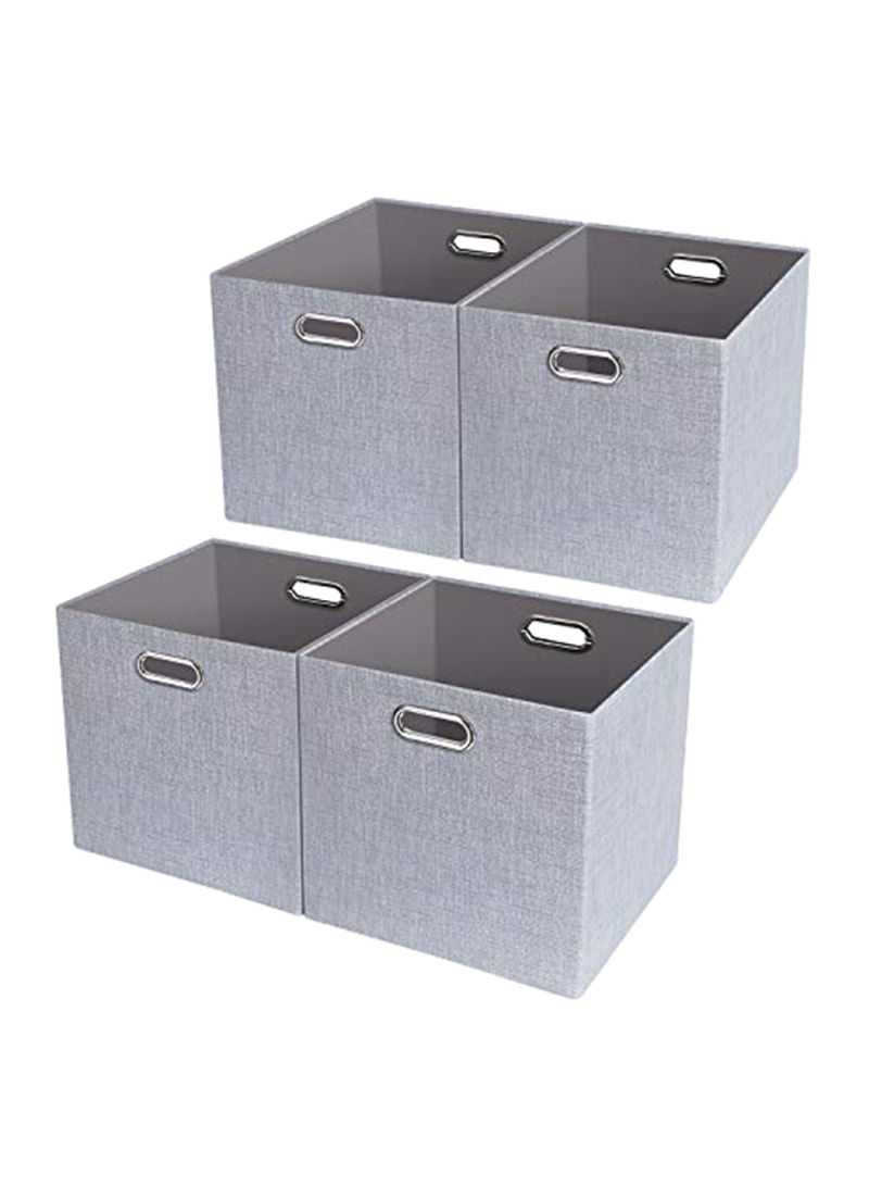 4-Piece Storage Boxes Drawers Cubes Container Grey