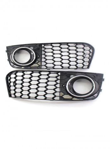 2-Piece Honeycomb Hex Mesh Fog Light Open Vent Grill Intake Replacement for Audi A4 B8 RS4 Style 09-12