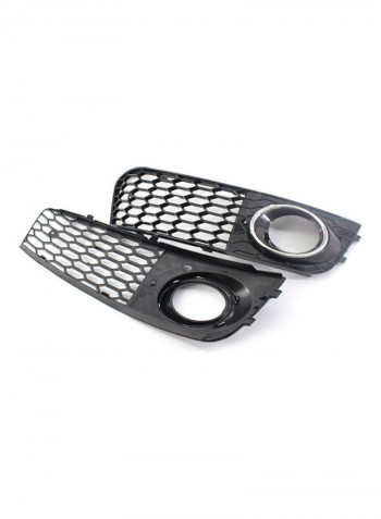 2-Piece Honeycomb Hex Mesh Fog Light Open Vent Grill Intake Replacement for Audi A4 B8 RS4 Style 09-12