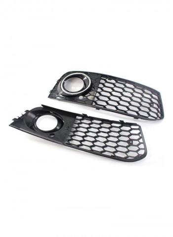 2-Piece Honeycomb Hex Mesh Fog Light Open Vent Grill Intake Replacement for Audi A4 B8 RS4 Style 09-12