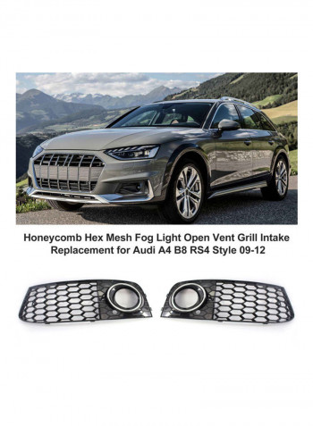 2-Piece Honeycomb Hex Mesh Fog Light Open Vent Grill Intake Replacement for Audi A4 B8 RS4 Style 09-12
