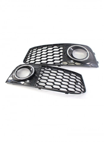 2-Piece Honeycomb Hex Mesh Fog Light Open Vent Grill Intake Replacement for Audi A4 B8 RS4 Style 09-12