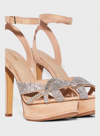 Lacla Bling High Heeled Sandals Beige/Silver
