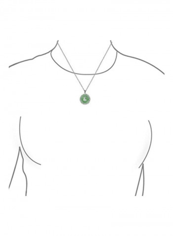 925 Sterling Silver Jade Studded Chinese Fortune Designed Pendant Necklace