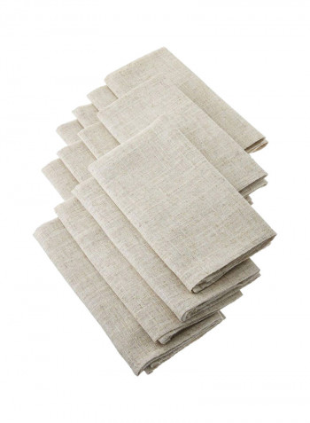 12-Piece Plain Dinner Napkin Beige 20inch