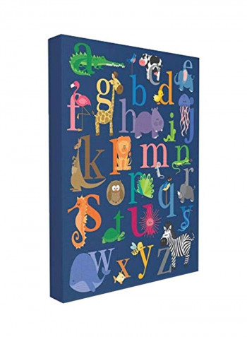 Alphabet Animal Icons Canvas Wall Art Blue/Pink/Brown 16x20x1.5inch