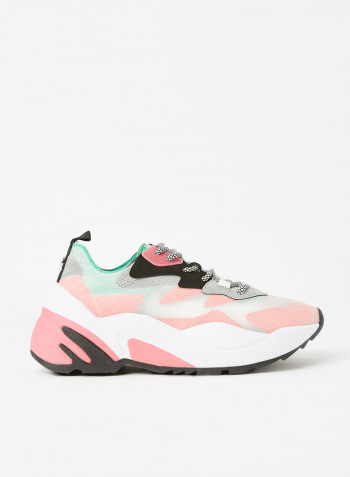 Printed Round Toe Low Top Sneakers Red
