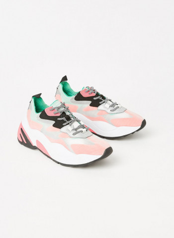 Printed Round Toe Low Top Sneakers Red