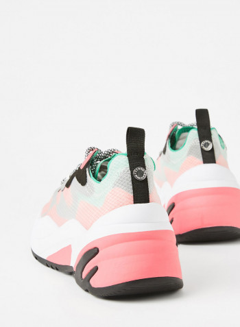 Printed Round Toe Low Top Sneakers Red