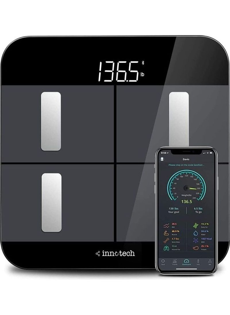 Bluetooth Digital Scale Black 11.8x11.8x1inch