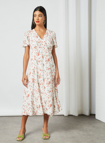 Floral V-Neck Dress Multicolour