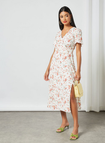 Floral V-Neck Dress Multicolour