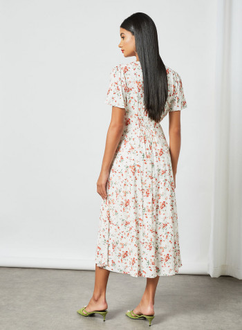 Floral V-Neck Dress Multicolour