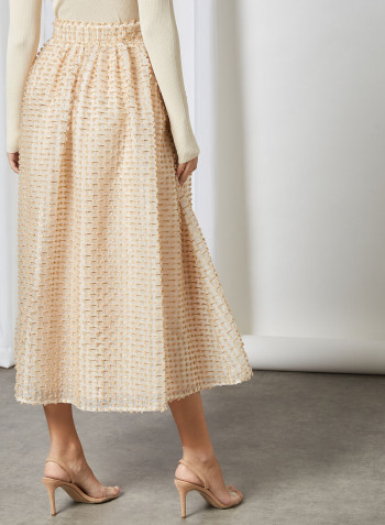 Textured High Waist Skirt Beige