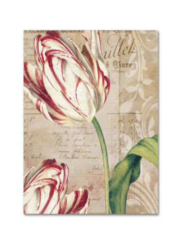 Tulips Canvas Wall Art Green/Pink 14 x 19inch