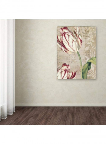 Tulips Canvas Wall Art Green/Pink 14 x 19inch