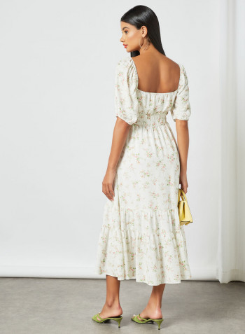 Josephine Tiered Floral Dress White