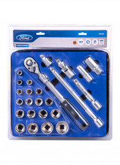 25 Piece Ratchet And Socket 1/2 Inch Drive Set Blue