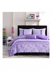 3-Piece Riley Comforter Set Polyester Purple/White Twin