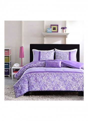 3-Piece Riley Comforter Set Polyester Purple/White Twin
