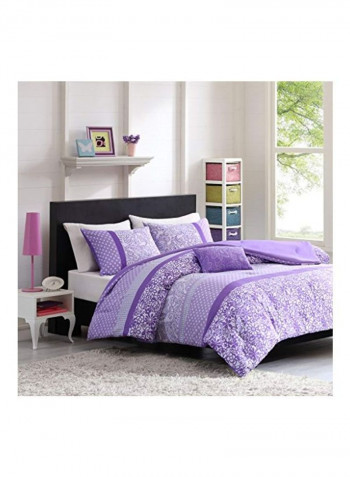 3-Piece Riley Comforter Set Polyester Purple/White Twin