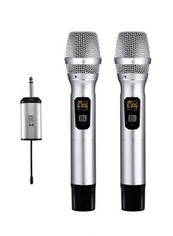 Pack Of 2 UHF Wireless Microphone With Mini Potable Receiver 4458300182 Silver
