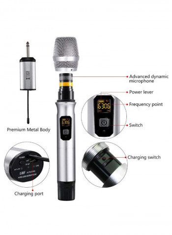 Pack Of 2 UHF Wireless Microphone With Mini Potable Receiver 4458300182 Silver