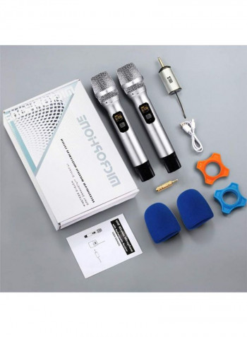 Pack Of 2 UHF Wireless Microphone With Mini Potable Receiver 4458300182 Silver