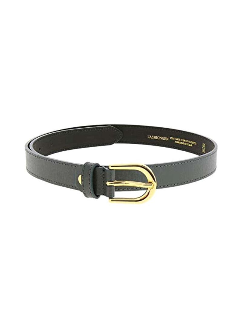 Leather Belt Grey/Gold